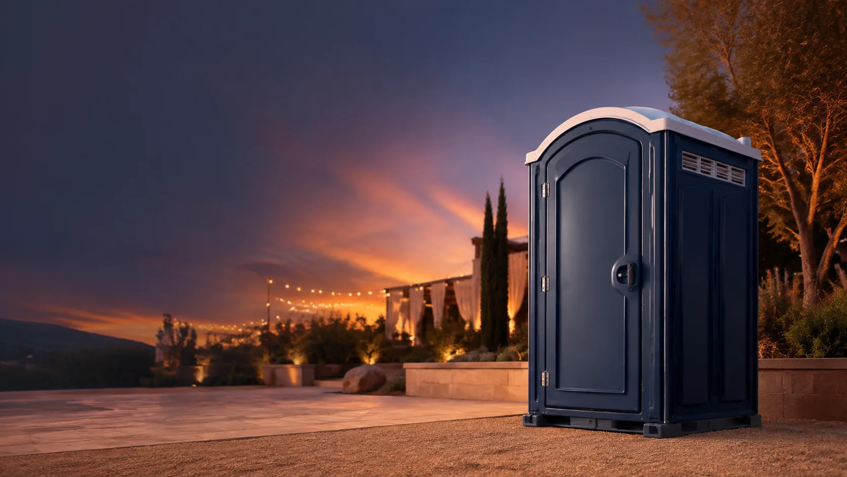 Portable restroom shown for rental planning in Loveland, CO